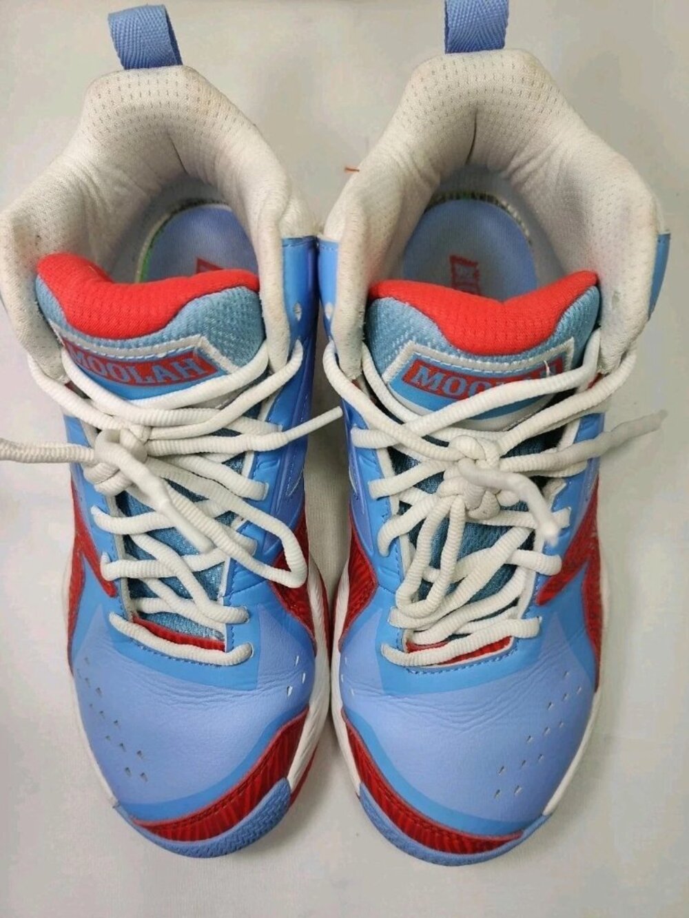 Moolah Press Break Basketball Shoes Youth 6Y White Blue Red